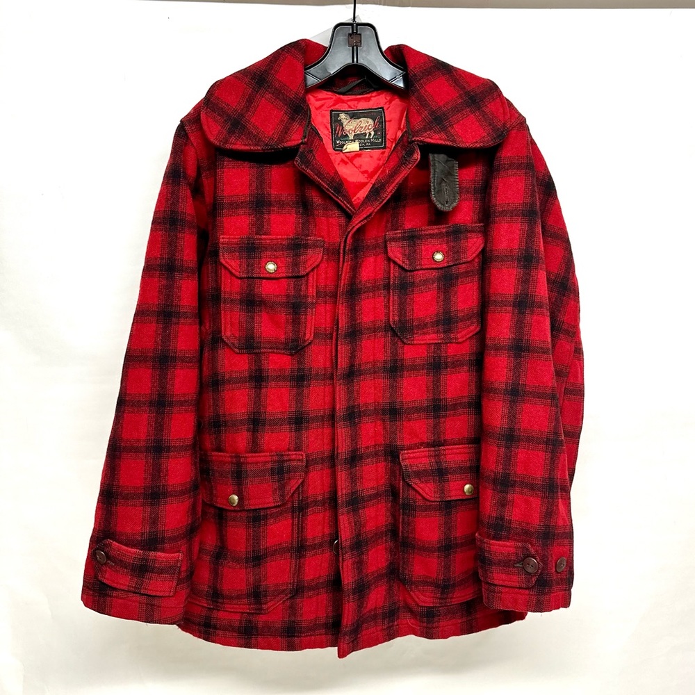 Vtg 60s Woolrich Buffalo Plaid Wool Mackinaw jacket 36